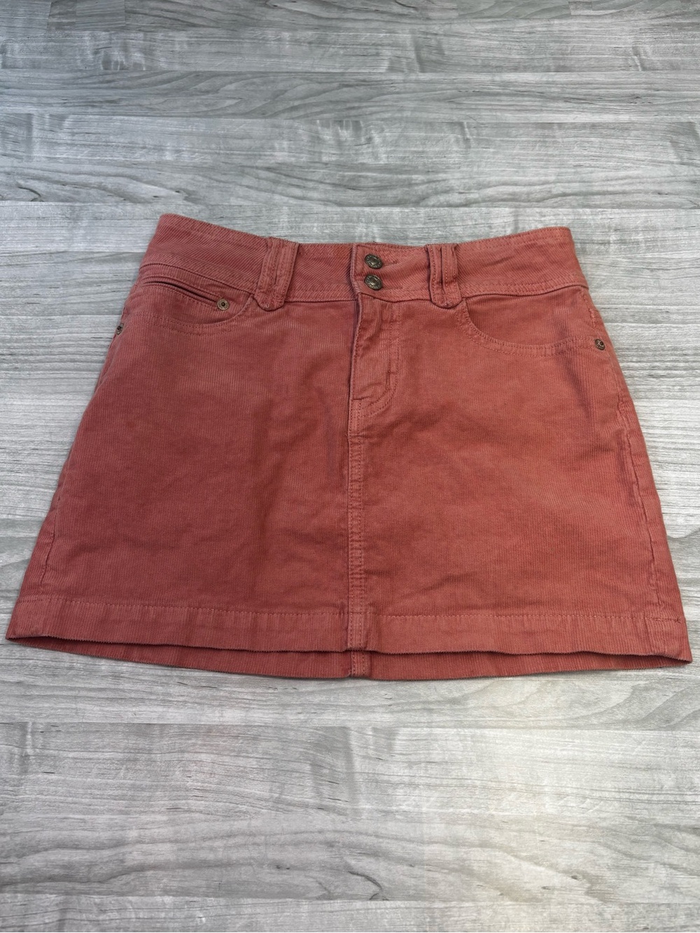American Eagle Outfitters Rust Salmon Corduroy Button-Front Mini Skirt Size 0